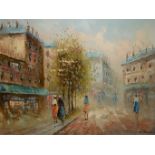 P. CLEMENT, OIL ON CANVAS Parisian street scene, signed, gilt framed. (49cm x 39cm) Condition: good