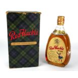 RED HACKLE, A VINTAGE OVAL BOTTLE OF DE LUXE WHISKY With kilted figure design, 70% proof, in a