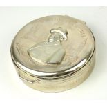 RICHARD JARVIS, A SILVER 'SIR WINSTON CHURCHILL' FIGURAL SPHERICAL BOX With embossed portrait,