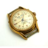 ARDATH, A VINTAGE GOLD PLATED TRIPLE DATE GENT'S WRISTWATCH The circular gold tone dial with date