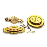 A COLLECTION OF THREE VICTORIAN 9CT GOLD BAR BROOCHES To include an oval brooch set with seed