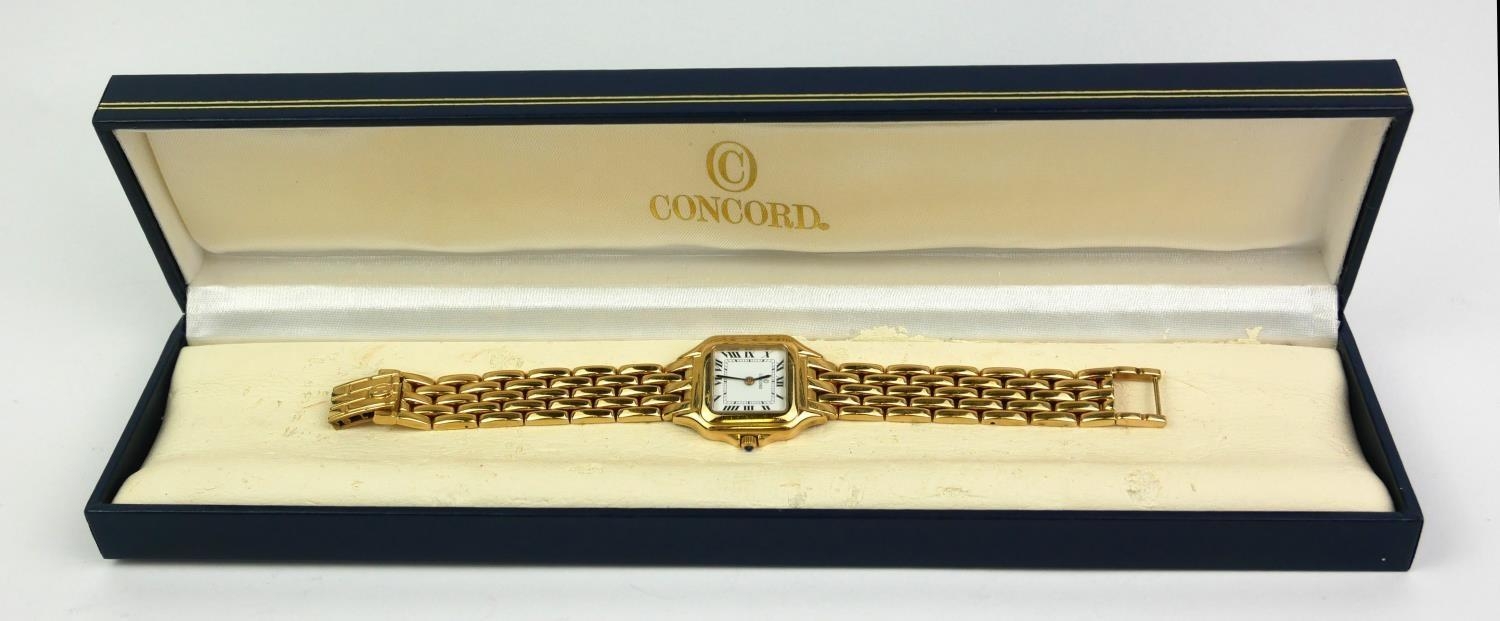 CONCORDE, PANTHERE DESIGN, A 14CT GOLD LADIES' WRISTWATCH Having a square dial with sapphire winder, - Image 2 of 4