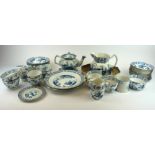 WOOD & SONS, AN EARLY 20TH CENTURY BLUE AND WHITE TEA SERVICE In Yuan pattern, comprising a teapot