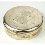 RICHARD JARVIS, A SILVER 'ADMIRAL NELSON' FIGURAL SPHERICAL BOX With embossed portrait and
