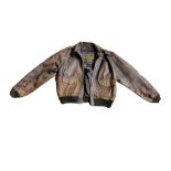 AVIREX, A VINTAGE BROWN LEATHER AMERICAN PILOTS JACKET Bearing large interior label 'Authentic Ltd