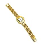 CONCORDE, PANTHERE DESIGN, A 14CT GOLD LADIES' WRISTWATCH Having a square dial with sapphire winder,