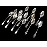 A COLLECTION OF GEORGIAN SILVER TABLESPOONS Various hallmarks to include RC, London, 1787 and