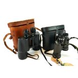 TWO VINTAGE PAIRS OF BINOCULARS To include Miranda 8x10 and a Plymothian 10x50 pair, in velvet lined