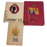 THREE RARE 20TH CENTURY ROYAL COMMEMORATIVE THEATRE PROGRAMMES A Queen Elizabeth II cream velvet