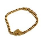 A VICTORIAN 15CT GOLD AND SEED PEARL BRACELET The uniform pierced links set with two seed pearl