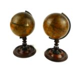 A PAIR OF EARLY 19TH CENTURY PAPIER-MACHÉ AND MAHOGANY TERRESTRIAL AND CELESTIAL GLOBES The