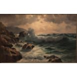 GUIDO ODIERNA, 1913 - 1991, LARGE OIL ON CANVAS Coastal seascape Capri, signed lower right, gilt