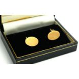 A PAIR OF 20TH CENTURY 9CT GOLD GENTS OVAL CUFFLINKS Plain design, in a fitted velvet lined box,