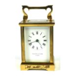 MAPPIN & WEBB, LONDON, A MID 20TH CENTURY GILT BRASS CARRIAGE CLOCK With eight-day movement, white