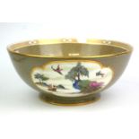 ROYAL WORCESTER, AN UNUSUAL EARLY 20TH CENTURY BONE CHINA PEDESTAL BOWL, CIRCA 1901 Well painted