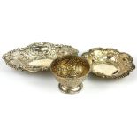TWO VICTORIAN SILVER OVAL SWEETMEAT DISHES With embossed decoration, hallmarked Sheffield, 1897