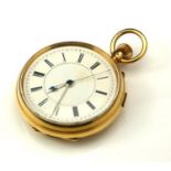 A VICTORIAN 18CT GOLD GENT'S POCKET WATCH The circular dial with Roman number markings and screw