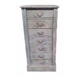 A VICTORIAN WELLINGTON CHEST Of seven drawers fitted with brass handles, stonewash painted