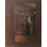 EARLY 20TH CENTURY OIL ON CANVAS, CAMDEN TOWN GROUP Interior scene, with housewife, unsigned,