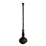 AN EARLY 20TH CENTURY FAUX BURR WALNUT STANDARD LAMP The barley twist column on a reeded and