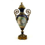 SÈVRES, A FINE MID 19TH CENTURY PORCELAIN PEDESTAL VASE/URN AND COVER Ormolu mounted, painted to