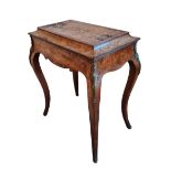 A VICTORIAN BURR WALNUT AND FLORAL MARQUETRY INLAID CADDY TOPPED SIDE TABLE/PLANTER With zinc