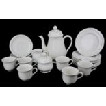 VILLEROY & BOCH, LUXEMBOURG, A MODERN BLANC DE CHINE COMPLETE COFFEE SERVICE Comprising a coffee pot