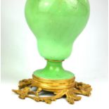 A PAIR OF HIGHLY DECORATIVE 19TH CENTURY (POSSIBLY FRENCH) TWIN HANDLED PORCELAIN APPLE GREEN