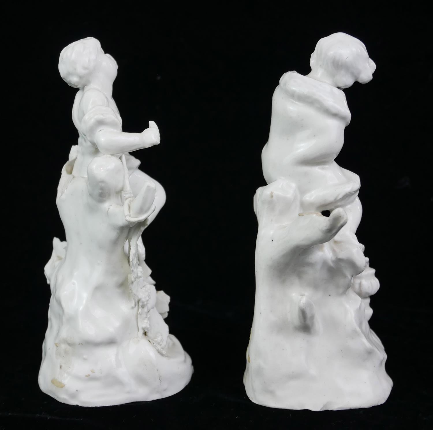 A PAIR OF RARE PLYMOTH 18TH CENTURY HARD PASTE BLANC DE CHINE PORCELAIN MODELS OF ALLEGORICAL - Image 5 of 7