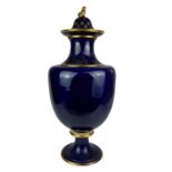 A 19TH CENTURY CONTINENTAL PORCELAIN BALUSTER VASE AND POTPOURRI COVER Inspired after the Chinese
