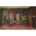 PHYLLIS BICKNELL, FL. 1909 - 1933, WATERCOLOUR Interior scene, signed, dated 1909, bearing labels