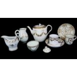 STAFFORDSHIRE, AN 18TH CENTURY MIXED PART TEA SERVICE Comprising a teapot and cover, elaborately