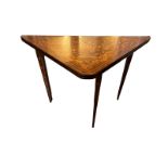 A 19TH CENTURY DUTCH WALNUT AND PROFUSELY FLORAL MARQUETRY INLAID FOLDING/COLLAPSIBLE CARD TABLE
