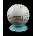 AYNSLEY, APOLO II, A COMMEMORATIVE PORCELAIN GLOBE FORM CENTREPIECE Gilt decoration, on a circular