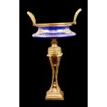 A 19TH CENTURY FRENCH EMPIRE REVIVAL GILT METAL ORMOLU MOUNTED CENTREPIECE Neoclassical form with