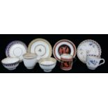 A COLLECTION OF VARIOUS TEAWARES Comprising a Caughley French style cup and saucer, Circa 1790,