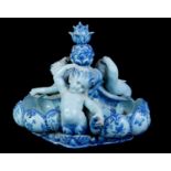 DELFT, AN UNUSUAL AND IMPRESSIVE 19TH CENTURY DUTCH BLUE AND WHITE PORCELAIN CENTREPIECE