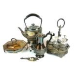 A COLLECTION OF 19TH CENTURY AND LATER SILVER PLATED WARE Comprising an octagonal silver on copper
