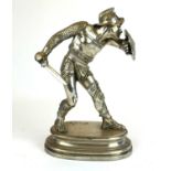 EMILE GUILLEMIN, 1841 - 1907, A FRENCH SILVERED BRONZE FIGURE, FIGHTING GLADIATOR With helmet,