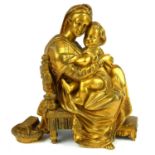 A 19TH CENTURY CONTINENTAL BRONZE FIGURAL GROUP, AFTER RENAISSANCE, MADONNA AND CHILD. (approx