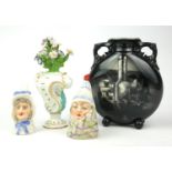 ROYAL WORCESTER, A SMALL AND UNUSUAL LATE 19TH CENTURY VICTORIAN BONE CHINA MOON FLASK Decorated