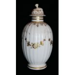 CAUGHLEY FACTORY, AN 18TH CENTURY ENGLISH PORCELAIN BULBOUS TEABOY, CIRCA 1785 Monochrome painted