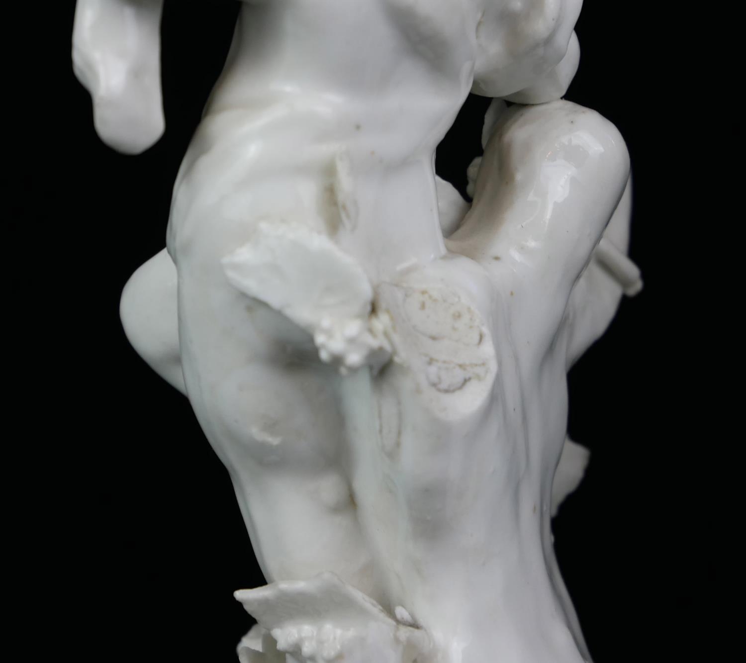 A PAIR OF RARE PLYMOTH 18TH CENTURY HARD PASTE BLANC DE CHINE PORCELAIN MODELS OF ALLEGORICAL - Image 3 of 7
