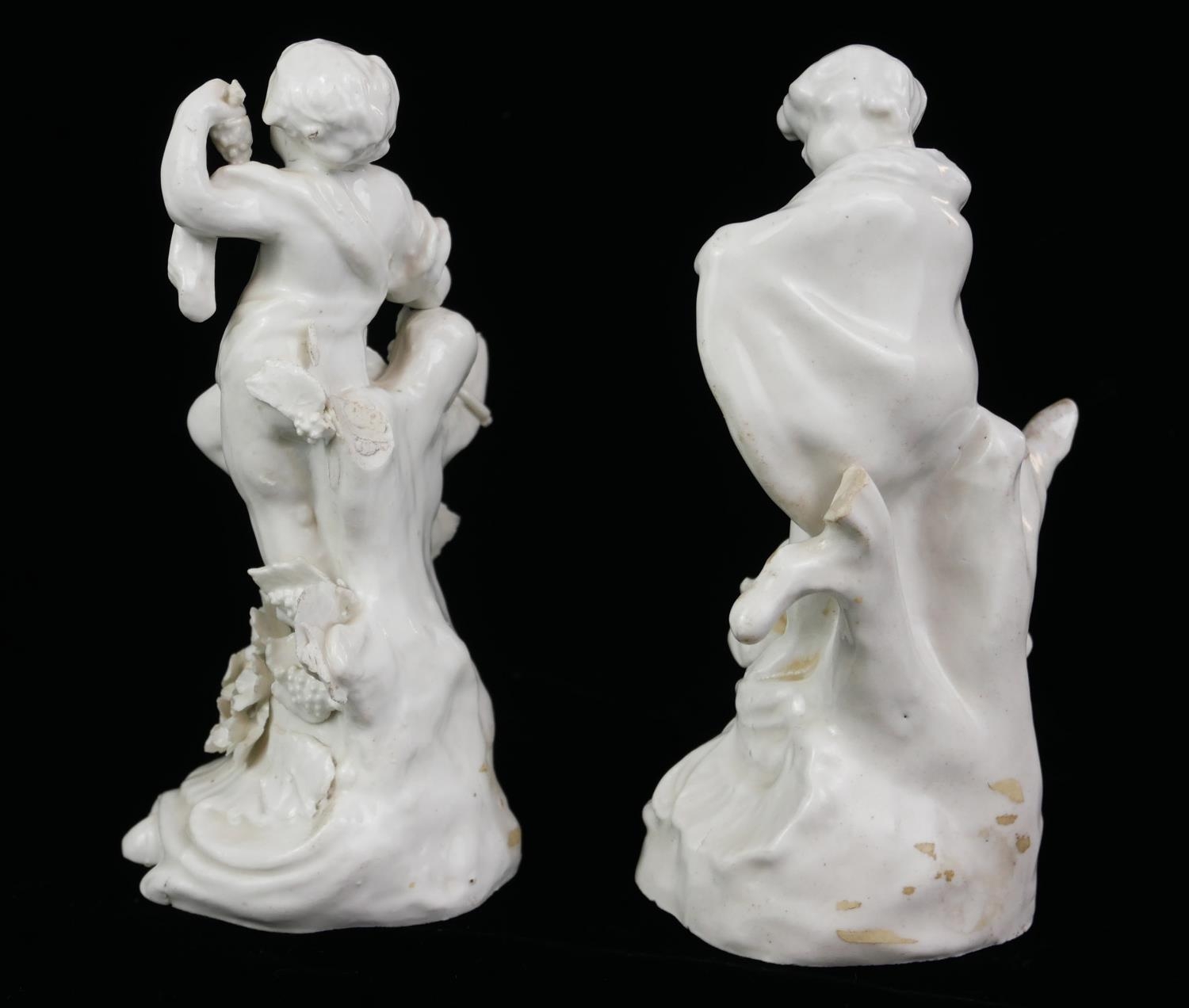A PAIR OF RARE PLYMOTH 18TH CENTURY HARD PASTE BLANC DE CHINE PORCELAIN MODELS OF ALLEGORICAL - Image 2 of 7