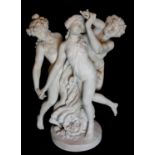 SÈVRES, A FINE 19TH CENTURY TERRACOTTA BACCHANALIAN GROUP, THREE DANCING FIGURES AFTER GRECIAN