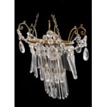 A 19TH CENTURY CUT CRYSTAL GLASS AND GILT METAL MOUNTED URN FORM CEILING LIGHT Having six