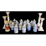 SPODE, A SET OF TWELVE MODERN BLUE AND WHITE PORCELAIN SPICE JAR AND COVERS In Tower Persian Bird