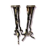 A PAIR OF 19TH CENTURY EBONISED AND GILT METAL MOUNTED GUÉRIDONS. (89cm) Condition: some gilt mounts