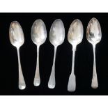A COLLECTION OF GEORGIAN AND LATER SILVER TABLESPOONS To include hallmark William Sumner and Richard
