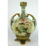 ERNST WAHLISS, AN EARLY 20TH CENTURY AUSTRIAN PORCELAIN VASE Two handles with pierced and painted